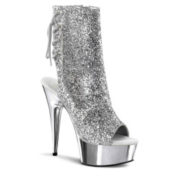 Pleaser DELIGHT-1018G Silver Glitter Chrome Sale Women