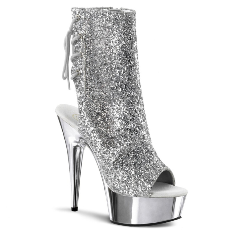 Pleaser DELIGHT-1018G Silver Glitter Chrome Sale Women Pleaser DELIGHT-1018G Silver Glitter Chrome Sale Women