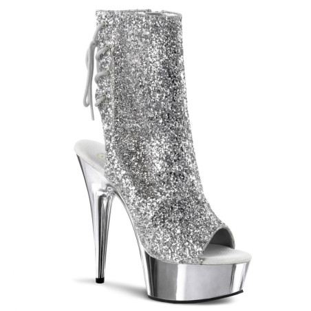 Pleaser DELIGHT-1018G Silver Glitter Chrome Sale Women