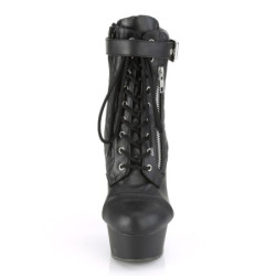 Pleaser DELIGHT-600-05 Black Vegan Leather Ankle Boots