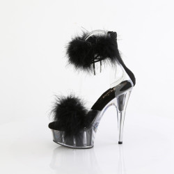 Pleaser DELIGHT-624F Black Feathers Platform Heeled Shoes