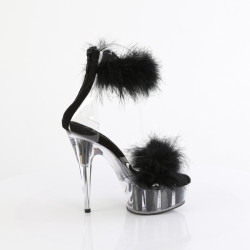 Pleaser DELIGHT-624F Black Feathers Platform Heeled Shoes