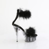 Pleaser DELIGHT-624F Black Feathers Platform Heeled Shoes