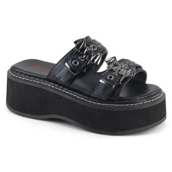 Demonia EMILY-100 Black Vegan Platform Women Mules
