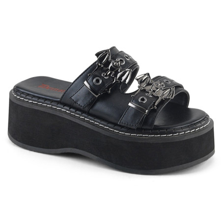 Demonia EMILY-100 Black Vegan Platform Women Mules