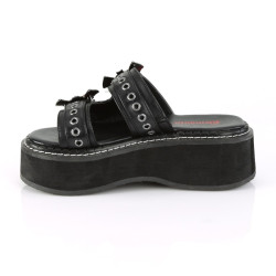 Demonia EMILY-100 Black Vegan Platform Women Mules