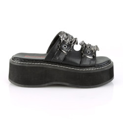 Demonia EMILY-100 Black Vegan Platform Women Mules