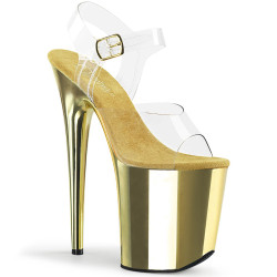 Pleaser FLAMINGO-808 Gold Chrome Platform Pole Dance Shoes