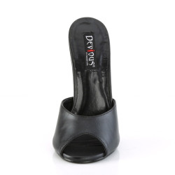 Devious DOMINA-101 Black Vegan Leather Mules Women