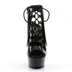 Pleaser DELIGHT-600-20 Black High Heeled Ankle Boots