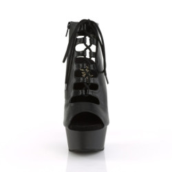 Pleaser DELIGHT-600-20 Black Vegan Leather Ankle Boots