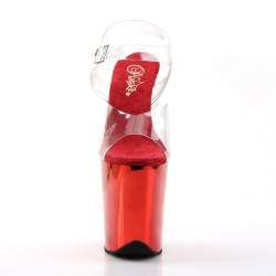 Pleaser FLAMINGO-808 Red Chrome Platform Pole Dance Shoes