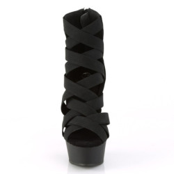 Pleaser DELIGHT-600-24 Black Criss Cross Bootie Sandals