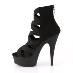 Pleaser DELIGHT-600-24 Black Criss Cross Bootie Sandals