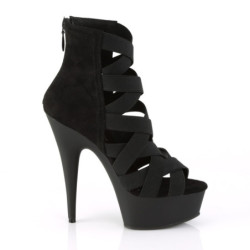 Pleaser DELIGHT-600-24 Black Criss Cross Bootie Sandals
