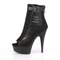 Pleaser DELIGHT-600-27LC Black Vegan Leather Fabric