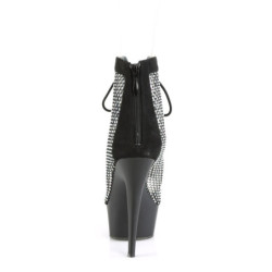 Pleaser DELIGHT-600-33RM Black Vegan Suede Strass Mesh