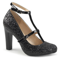 Pleaser Pink Label QUEEN-01 Black Glitter Heels Men