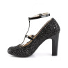 Pleaser Pink Label QUEEN-01 Black Glitter Heels Men