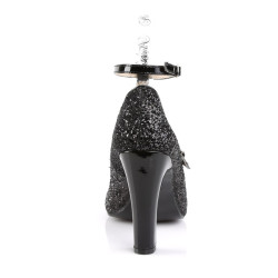 Pleaser Pink Label QUEEN-01 Black Glitter Heels Men