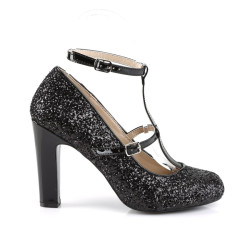 Pleaser Pink Label QUEEN-01 Black Glitter Heels Men
