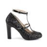 Pleaser Pink Label QUEEN-01 Black Glitter Heels Men