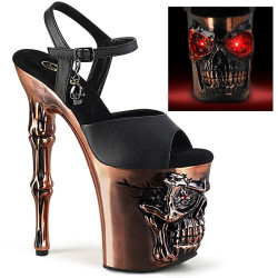 Pleaser RAPTURE-809-LT Black Vegan Leather Satin Copper
