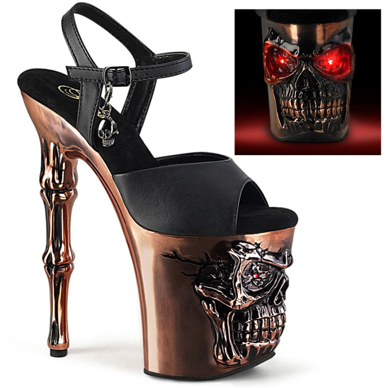 Pleaser RAPTURE-809-LT Black Vegan Leather Satin Copper Pleaser RAPTURE-809-LT Black Vegan Leather Satin Copper