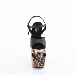 Pleaser RAPTURE-809-LT Black Vegan Leather Satin Copper