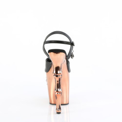 Pleaser RAPTURE-809-LT Black Vegan Leather Satin Copper
