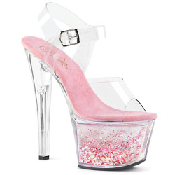 Pleaser SKY-308WHG Floating Glitter Hearts Platform Heels