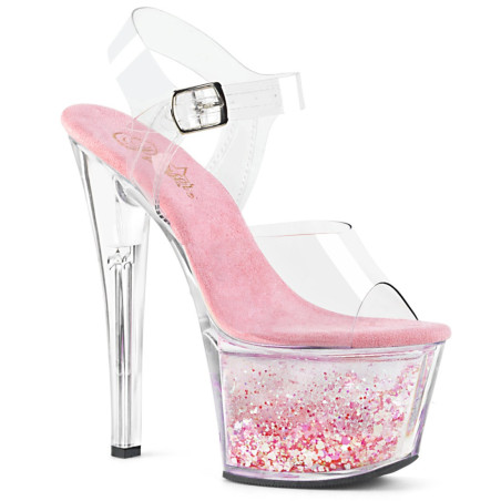 Pleaser SKY-308WHG Floating Glitter Hearts Platform Heels