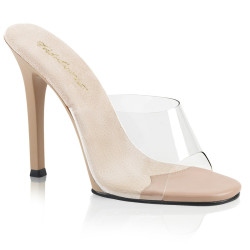 Fabulicious GALA-01 Transparent Nude High Heeled Mules