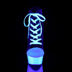 Pleaser DELIGHT-600SK-02 Black Canvas Neon White Boots
