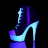 Pleaser DELIGHT-600SK-02 Black Canvas Neon White Boots
