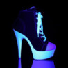 Pleaser DELIGHT-600SK-02 Black Canvas Neon White Boots