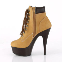 Pleaser DELIGHT-600TL-02 Tan Vegan Leather Brown Boots