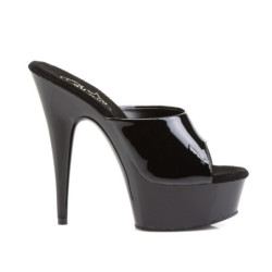 Pleaser DELIGHT-601 Black Patent High Heeled Mules