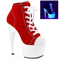Pleaser ADORE-700SK-02 Red Canvas Neon White Sale Women