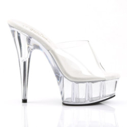 Pleaser DELIGHT-601 Transparent High Heeled Mules