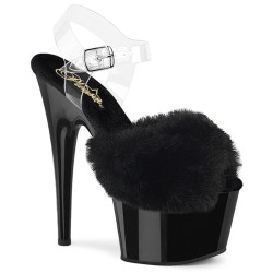 Pleaser ADORE-708FUR Black Faux Fur Platform High Heels