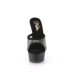Pleaser DELIGHT-601-6RM Black Vegan Suede Strass Mesh