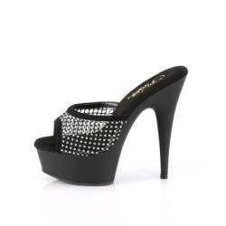 Pleaser DELIGHT-601-6RM Black Vegan Suede Strass Mesh