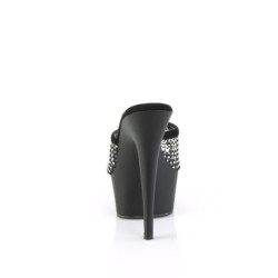 Pleaser DELIGHT-601-6RM Black Vegan Suede Strass Mesh