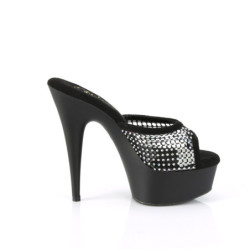 Pleaser DELIGHT-601-6RM Black Vegan Suede Strass Mesh