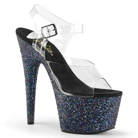 Pleaser ADORE-708LG Black Glitter Platform High Heels