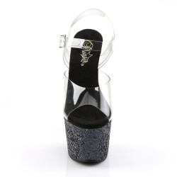 Pleaser ADORE-708LG Black Glitter Platform High Heels