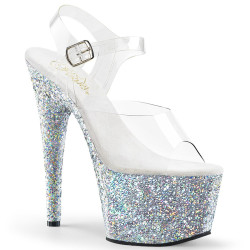 Pleaser ADORE-708LG Silver Glitter Platform High Heels
