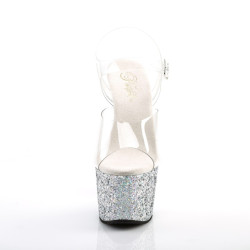Pleaser ADORE-708LG Silver Glitter Platform High Heels