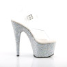 Pleaser ADORE-708LG Silver Glitter Platform High Heels